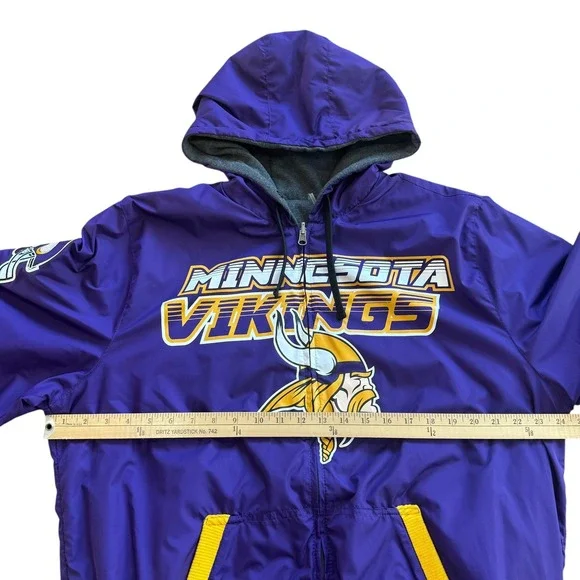 Mens Minnesota Vikings NFL Zip Up Hoodie‎ Jacket Purple Gray XL Reversible